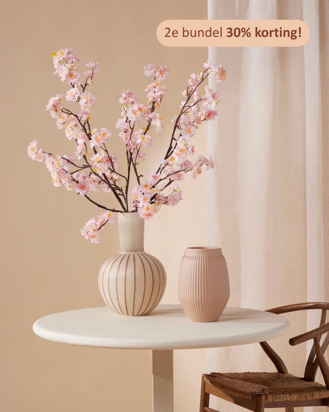 Three Cherry pink blossom branches 120 cm