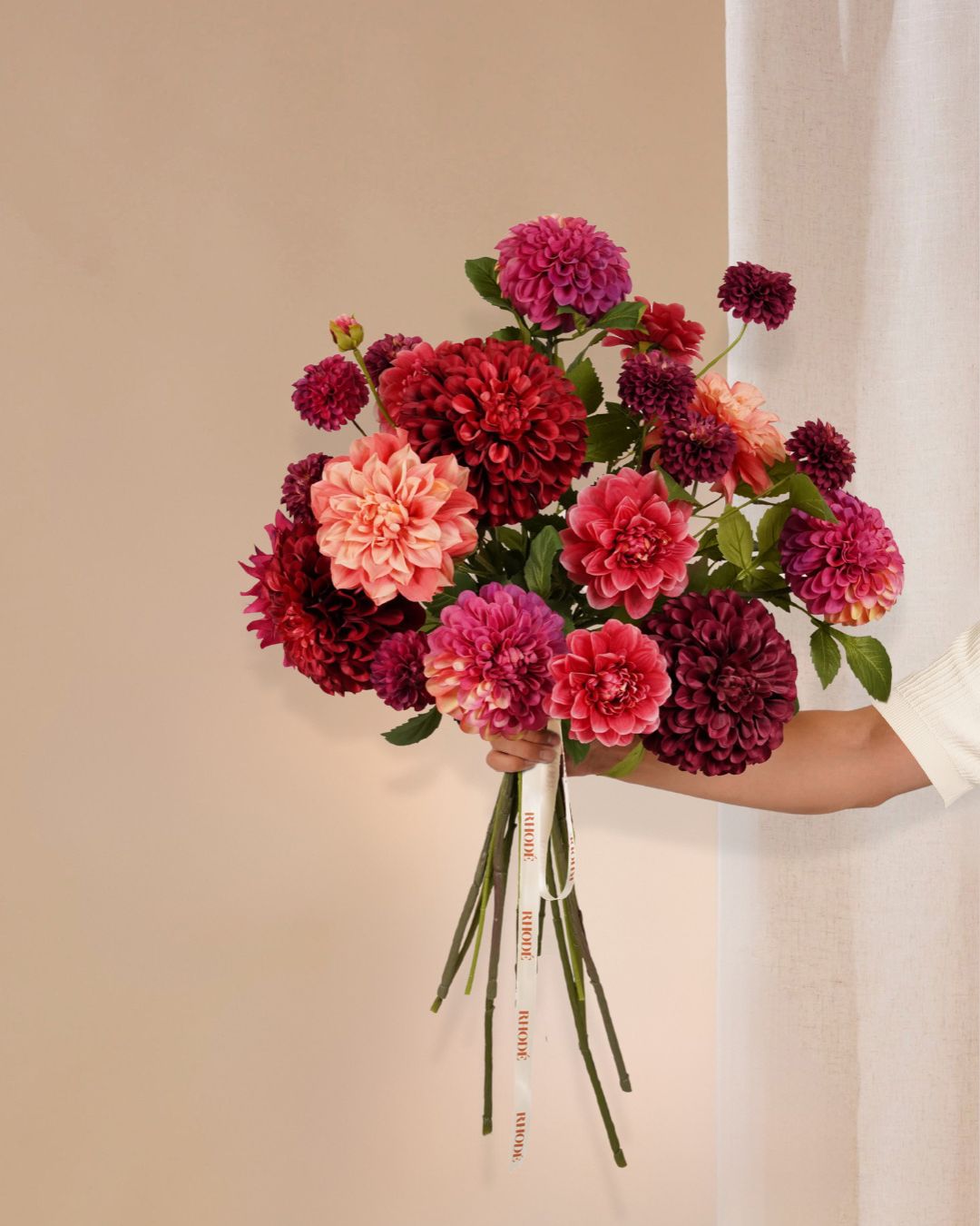 Kunstboeket Dahlia burgundy