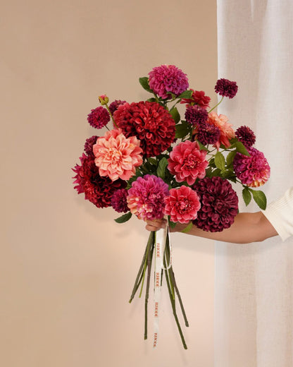 Kunstboeket Dahlia burgundy